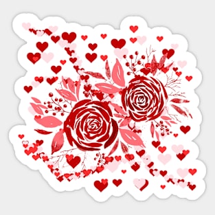 Valentine's hearts and roses Sticker